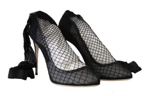 Dolce & Gabbana Black Netted Sock Heels Pumps Black, Dolce & Gabbana, EU39/US8.5, feed-1, Pumps - Women - Shoes at SEYMAYKA