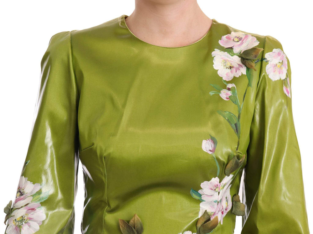 Dolce & Gabbana Green Floral Embellished Sheath Midi Dress Dolce & Gabbana, Dresses - Women - Clothing, feed-1, Green, IT40|S, Multicolor at SEYMAYKA